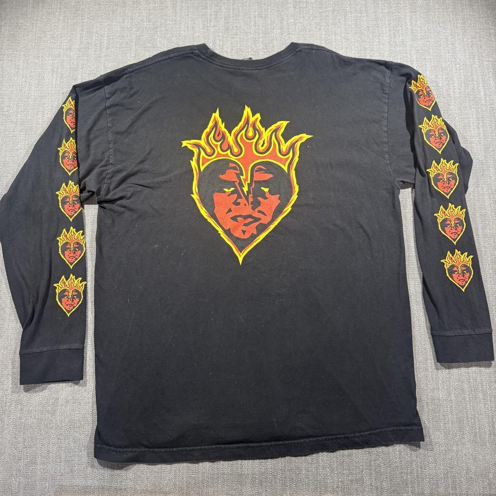 Obey Shirt Mens XL Black Flaming Heart Face Graphic Long Sleeve Tee Streetwear